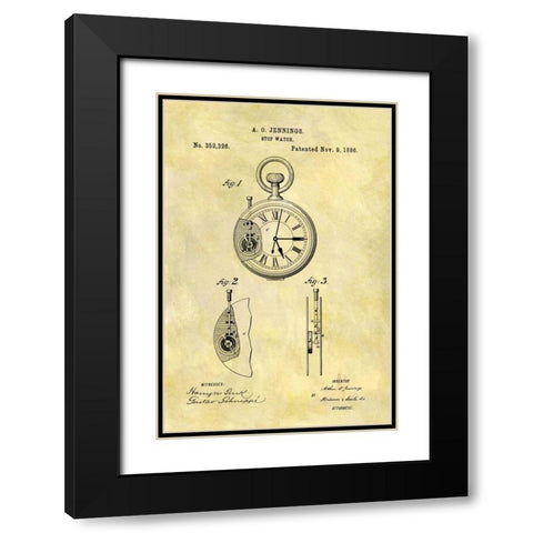 Stop Watch Black Modern Wood Framed Art Print with Double Matting by Sproul, Dan