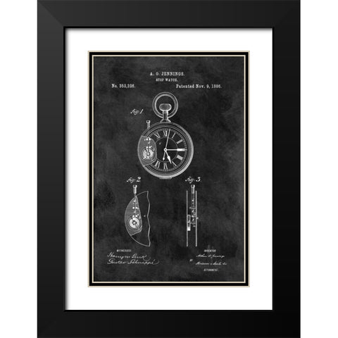 Stop Watch-Black Black Modern Wood Framed Art Print with Double Matting by Sproul, Dan