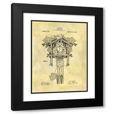 Cuckoo Clock - 1912 Black Modern Wood Framed Art Print with Double Matting by Sproul, Dan