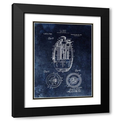 Hand Grenade - 1919- Black Black Modern Wood Framed Art Print with Double Matting by Sproul, Dan