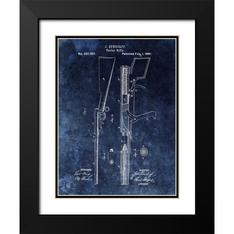 Parlor Rifle - 1881- Blue Black Modern Wood Framed Art Print with Double Matting by Sproul, Dan