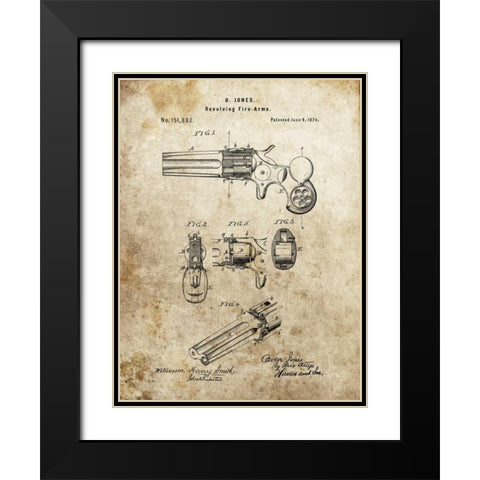 Revolving Fire Arms - 1874 Black Modern Wood Framed Art Print with Double Matting by Sproul, Dan
