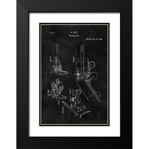 Colt-Revolving Gun - 1836-Black Black Modern Wood Framed Art Print with Double Matting by Sproul, Dan