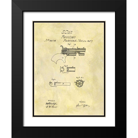 Colt Revolver - 1857 Black Modern Wood Framed Art Print with Double Matting by Sproul, Dan