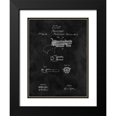 Colt Revolver - 1857-Black Black Modern Wood Framed Art Print with Double Matting by Sproul, Dan