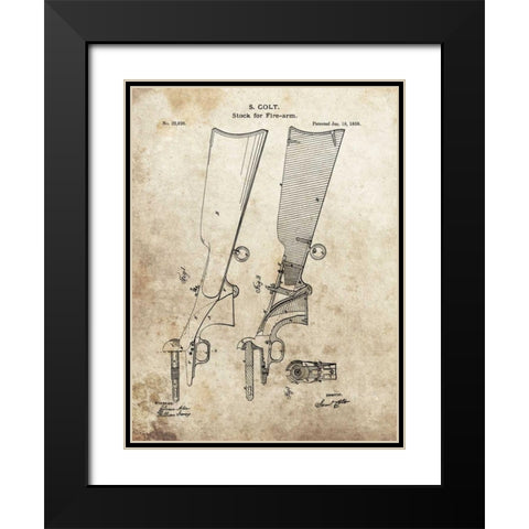 Colt Firearm Stock,1859 Black Modern Wood Framed Art Print with Double Matting by Sproul, Dan