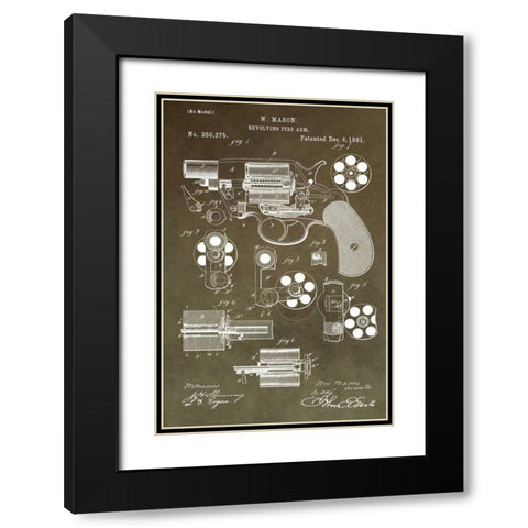 Revolving Firearm - 1881-Green Black Modern Wood Framed Art Print with Double Matting by Sproul, Dan