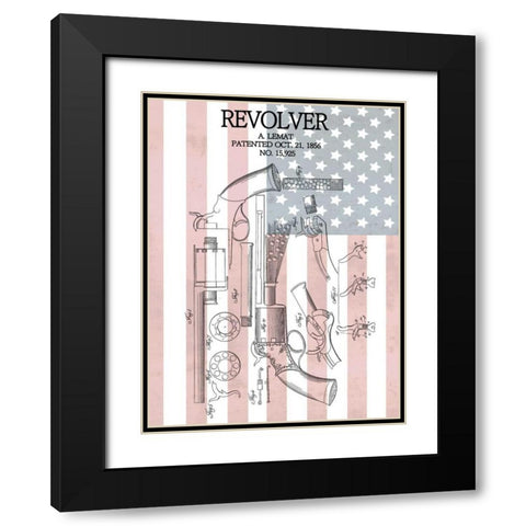 Revolver and Flag - 1856 Black Modern Wood Framed Art Print with Double Matting by Sproul, Dan