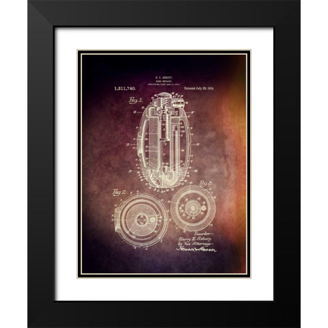 Hand Grenade - 1919 Black Modern Wood Framed Art Print with Double Matting by Sproul, Dan