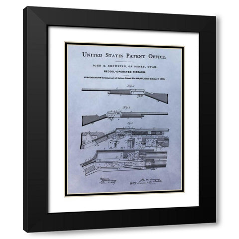 Browning Recoil Firearm - 1900 Black Modern Wood Framed Art Print with Double Matting by Sproul, Dan