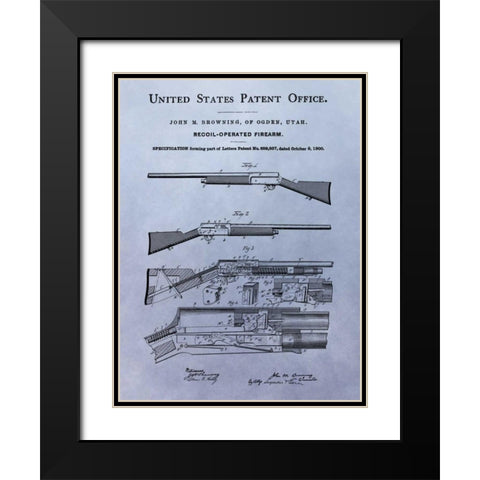 Browning Recoil Firearm - 1900 Black Modern Wood Framed Art Print with Double Matting by Sproul, Dan