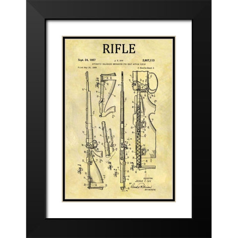 Bolt Action Mechanisim - 1956 Black Modern Wood Framed Art Print with Double Matting by Sproul, Dan