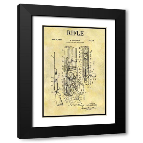 Straight Full Bolt Action Rifl Black Modern Wood Framed Art Print with Double Matting by Sproul, Dan
