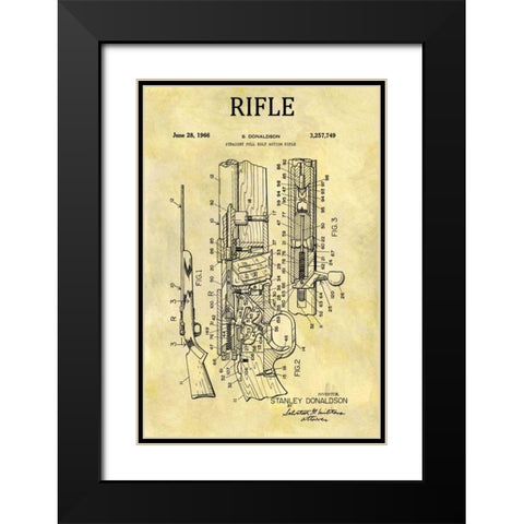 Straight Full Bolt Action Rifl Black Modern Wood Framed Art Print with Double Matting by Sproul, Dan