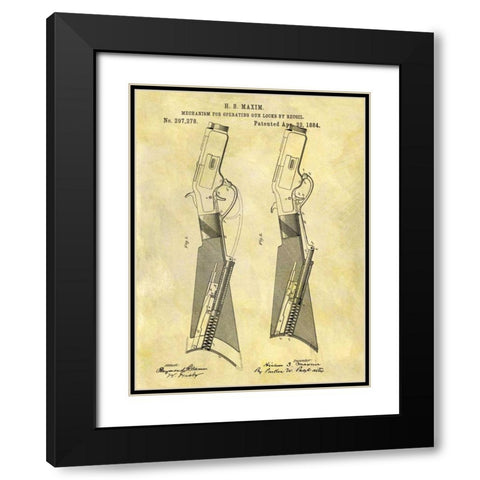 Gun Lock Recoil - 1884 Black Modern Wood Framed Art Print with Double Matting by Sproul, Dan