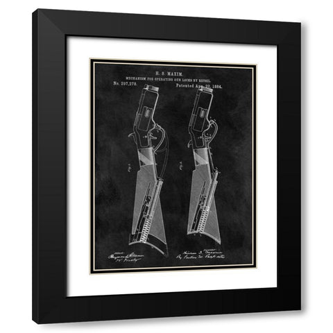 Gun Lock Recoil - 1884-Chalkboa Black Modern Wood Framed Art Print with Double Matting by Sproul, Dan