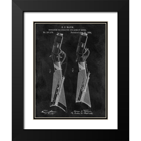 Gun Lock Recoil - 1884-Chalkboa Black Modern Wood Framed Art Print with Double Matting by Sproul, Dan