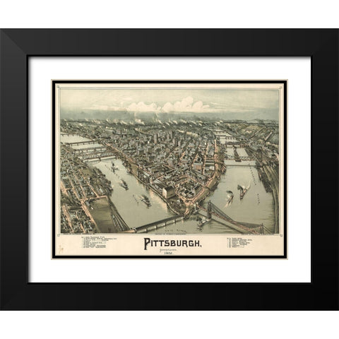 Pittsburgh Black Modern Wood Framed Art Print with Double Matting by Sproul, Dan