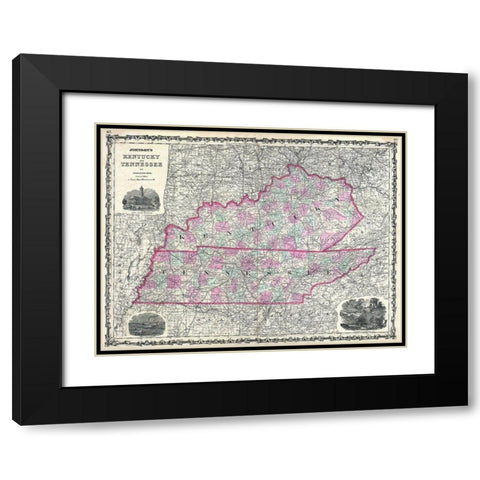 Kentucky and Tennessee Black Modern Wood Framed Art Print with Double Matting by Sproul, Dan