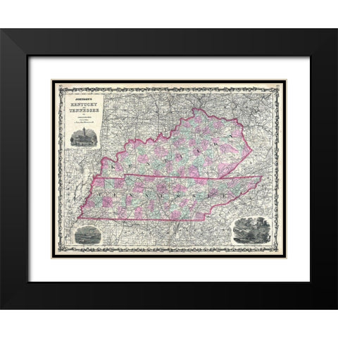 Kentucky and Tennessee Black Modern Wood Framed Art Print with Double Matting by Sproul, Dan