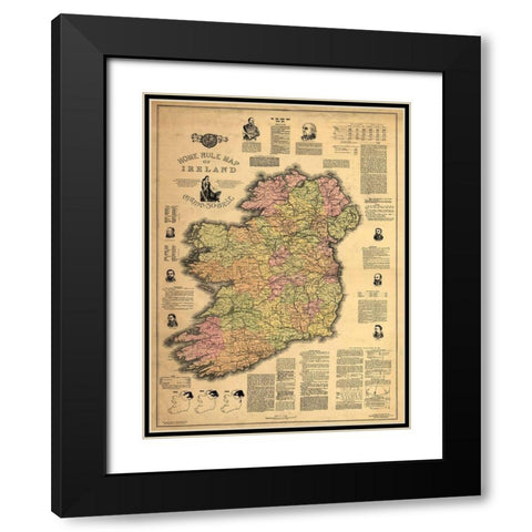 Home Rule Map of Ireland Black Modern Wood Framed Art Print with Double Matting by Sproul, Dan