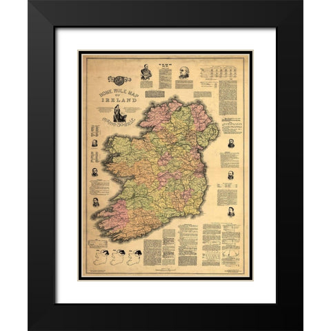 Home Rule Map of Ireland Black Modern Wood Framed Art Print with Double Matting by Sproul, Dan