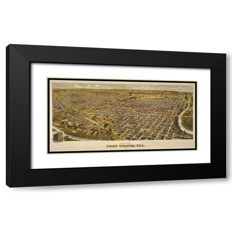 Fort Worth, TX 1891 Black Modern Wood Framed Art Print with Double Matting by Sproul, Dan