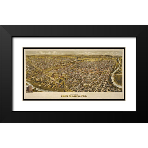 Fort Worth, TX 1891 Black Modern Wood Framed Art Print with Double Matting by Sproul, Dan