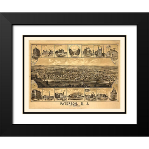 Paterson, NJ-1880 Black Modern Wood Framed Art Print with Double Matting by Sproul, Dan