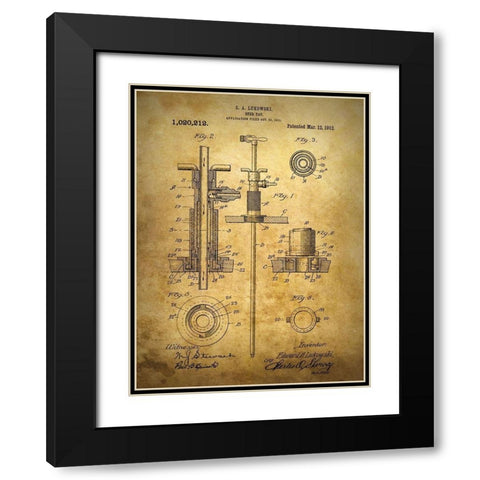 Beer Tap 1912 Black Modern Wood Framed Art Print with Double Matting by Sproul, Dan