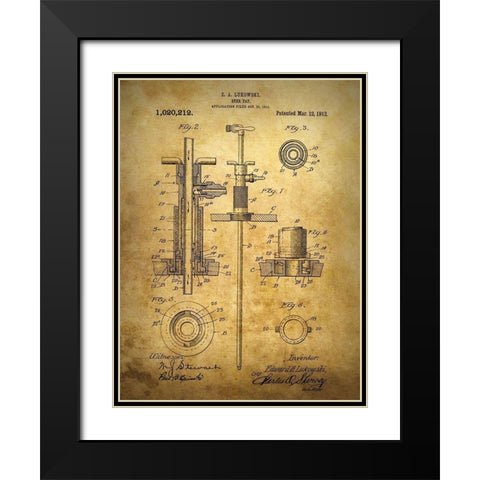 Beer Tap 1912 Black Modern Wood Framed Art Print with Double Matting by Sproul, Dan