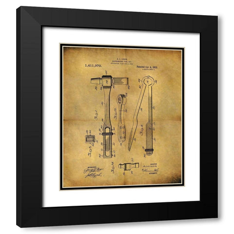 Blacksmiths Tool 1922 Black Modern Wood Framed Art Print with Double Matting by Sproul, Dan