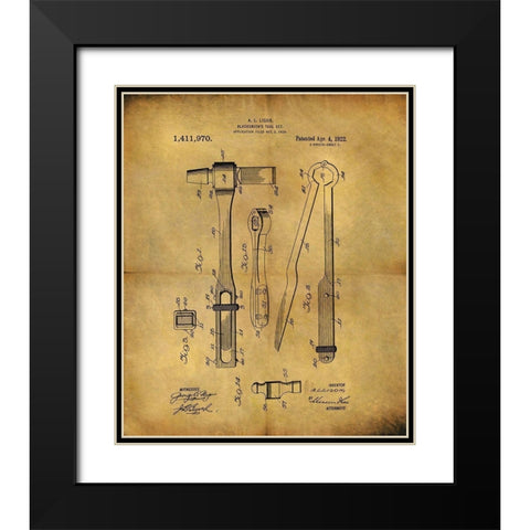 Blacksmiths Tool 1922 Black Modern Wood Framed Art Print with Double Matting by Sproul, Dan