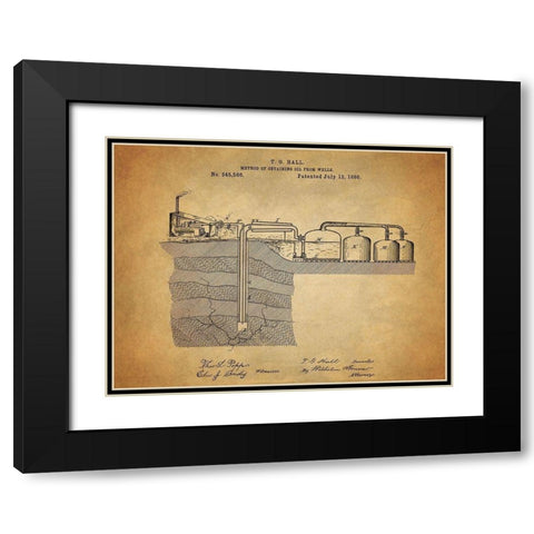 Oil Wells 1886 Black Modern Wood Framed Art Print with Double Matting by Sproul, Dan