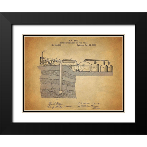 Oil Wells 1886 Black Modern Wood Framed Art Print with Double Matting by Sproul, Dan
