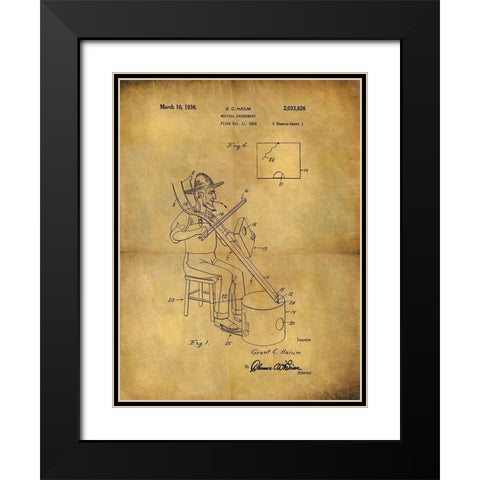 Musical Instrument 1936 Black Modern Wood Framed Art Print with Double Matting by Sproul, Dan