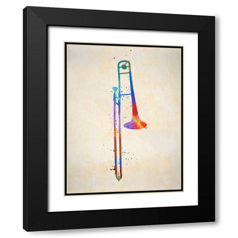 The Slid Trombone Black Modern Wood Framed Art Print with Double Matting by Sproul, Dan