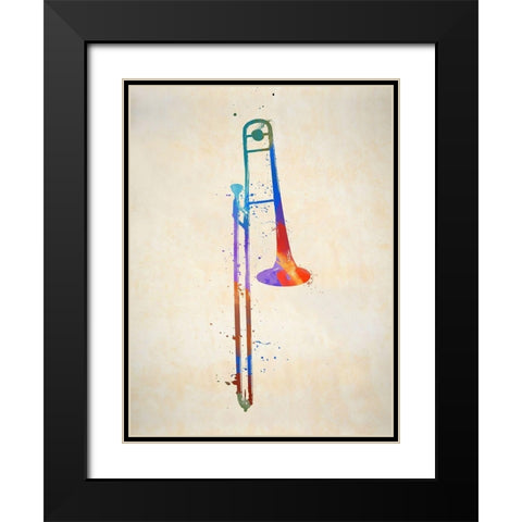 The Slid Trombone Black Modern Wood Framed Art Print with Double Matting by Sproul, Dan