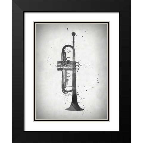 Black and White Trumpet Black Modern Wood Framed Art Print with Double Matting by Sproul, Dan