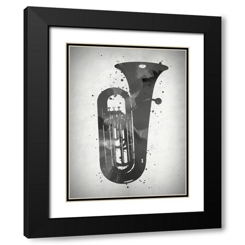 Black and White Tuba Black Modern Wood Framed Art Print with Double Matting by Sproul, Dan