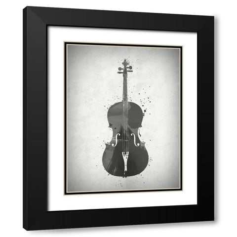 Black and White Violin Black Modern Wood Framed Art Print with Double Matting by Sproul, Dan