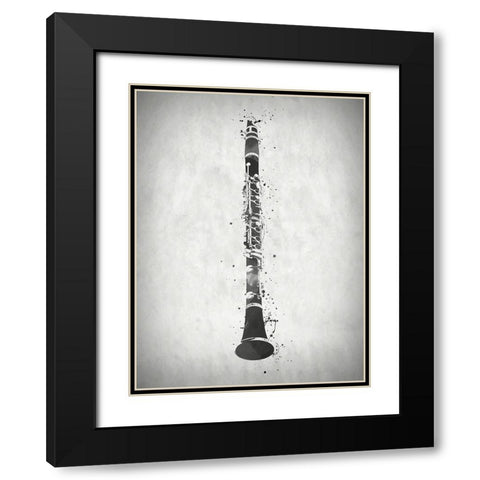 Black and White Clarinet Black Modern Wood Framed Art Print with Double Matting by Sproul, Dan