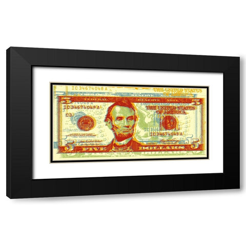 Five Dollar Bill Black Modern Wood Framed Art Print with Double Matting by Chambers, Dustin