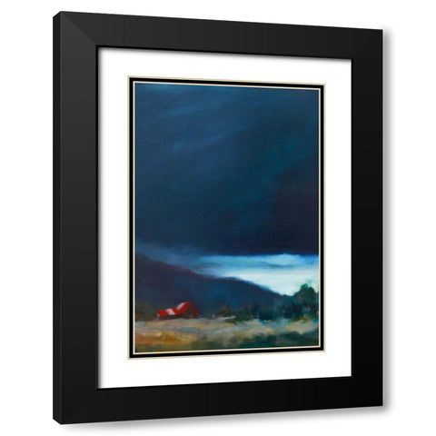 Red Barn Black Modern Wood Framed Art Print with Double Matting by Barbini, Eddie