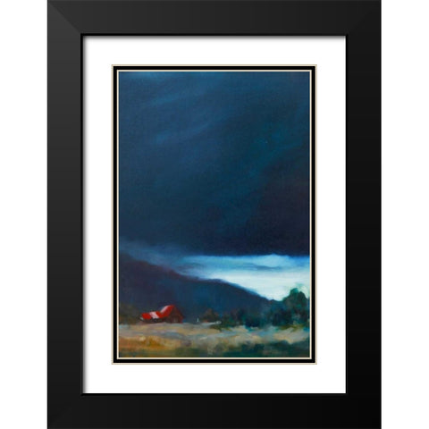 Red Barn Black Modern Wood Framed Art Print with Double Matting by Barbini, Eddie
