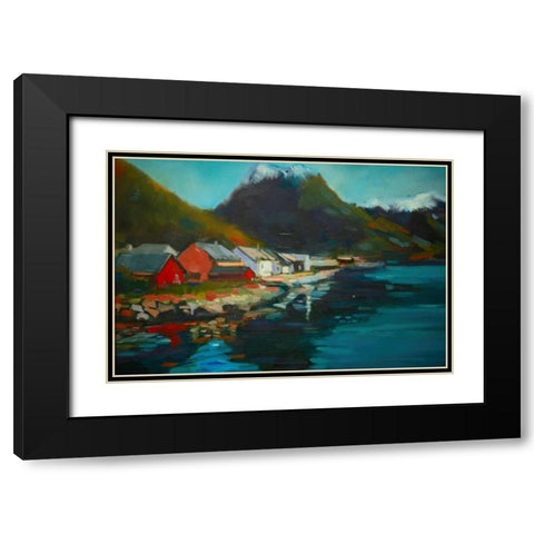 Waterside Black Modern Wood Framed Art Print with Double Matting by Barbini, Eddie