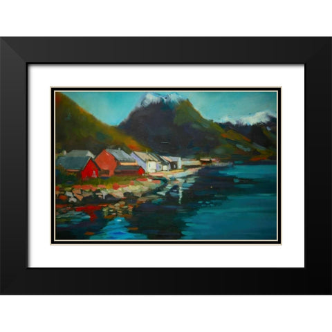 Waterside Black Modern Wood Framed Art Print with Double Matting by Barbini, Eddie
