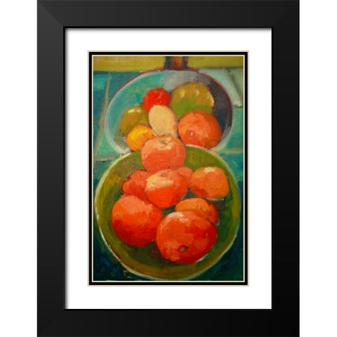 Fruit Bowls Black Modern Wood Framed Art Print with Double Matting by Barbini, Eddie