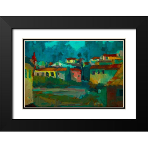 The Village Black Modern Wood Framed Art Print with Double Matting by Barbini, Eddie