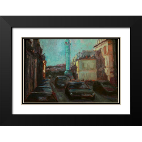 City Street Black Modern Wood Framed Art Print with Double Matting by Barbini, Eddie